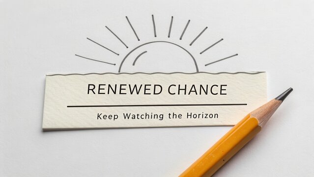 Inspirational Message with Sun and Pencil on Light Background Encouraging Hope and New Beginning for Personal Growth and Motivation