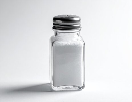 Rectangular glass salt shaker, metal lid