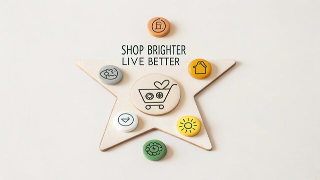 Wooden Star with Icon Tokens