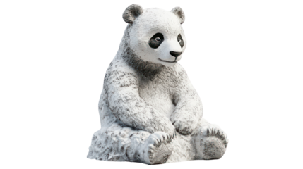 Snow sculpture of a panda sitting ultra realistic high resolution on transparent background