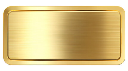 Gold metal plate with place for text isolated on white background. 3D 
