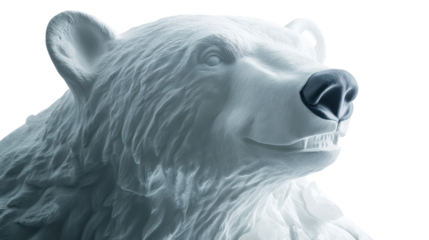 Snow sculpture of a polar bear ultra realistic high resolution on transparent background