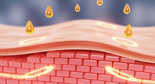 Skin hydration with serum drops and absorption into skin cells