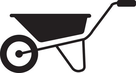 Black silhouette of a wheelbarrow on a white background , wheelbarrow, cart, transport