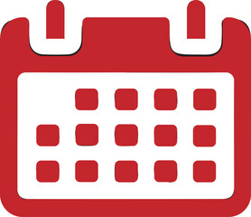 Red Calendar Icon with Grid on White Background date, calendar, date, schedule, planning, event,
