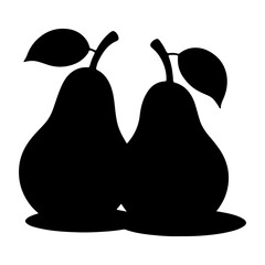 Black silhouette of two pears, simple vector icon