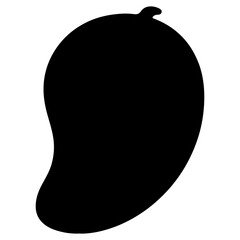 A simple black silhouette of a mango