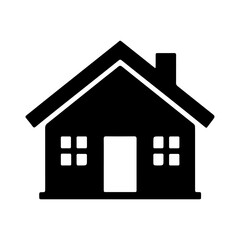 Black silhouette of a house with a chimney