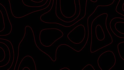 Red Contour Lines Abstract Pattern on Black Background i 4k animation video - Powered by Adobe