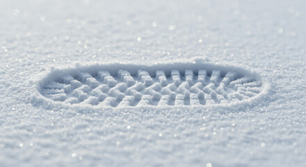 Crisp winter boot print pressed into sparkling snow, capturing the essence of exploration and adventure.