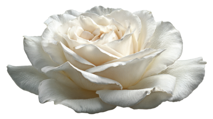 set of white rose flowers isolated on transparent background cutout