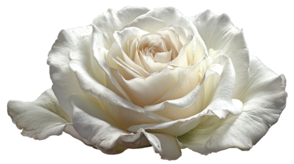 set of white rose flowers isolated on transparent background cutout