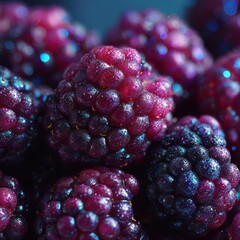 Close-Up View of Fresh Blackberries with Glorious Textures and Colors