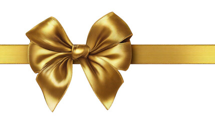 Fototapeta premium A shiny golden bow tied elegantly with a smooth ribbon, perfect for gifts and decorations.