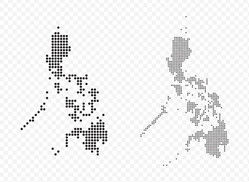 Black dotted map set of the Republic of the Philippines Modern vector illustration on transparent background