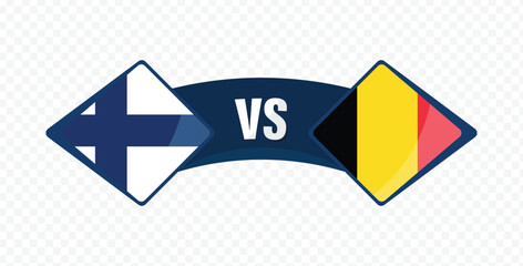 Finland vs Belgium flags design for sport competition match background banner vector