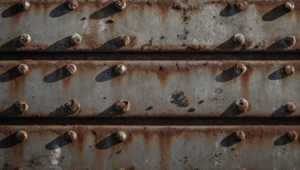 Aged Rusted Industrial Metal Beams with Rivets Texture.