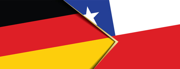 Germany and Chile flags overlapping, symbolizing South American trade, strong diplomacy, and cooperation