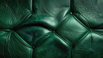 Deep emerald green leather tufted upholstery (1)
