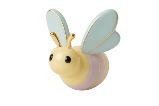 Cute bee character with pastel colors and golden accents