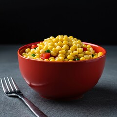 A vibrant bowl of freshly prepared maize salad, showcasing a delightful blend of colorful vegetables and sweet corn kernels for a healthy meal ,nutritious ,fresh ,light