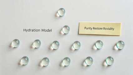 Water Droplets Display with Hydration Model Labeling and Purity Concept Representation for Scientific Analysis and Education