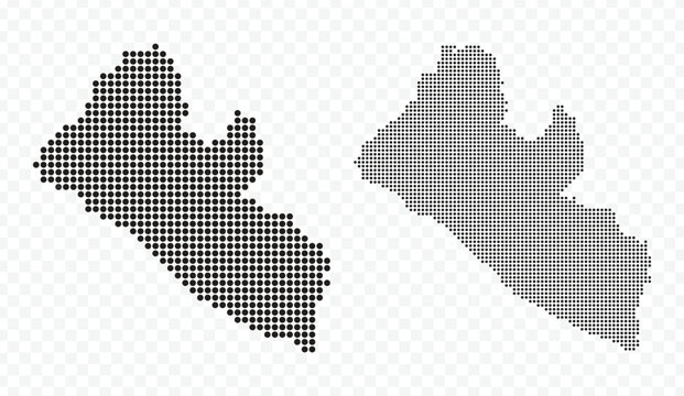 Liberia dotted map set in black color, modern digital pixelated geographical representation