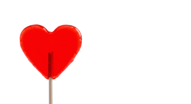 Red heart lollipop love valentine's day candy sweet treat dessert confectionery sugar valentines day gift on transparent background