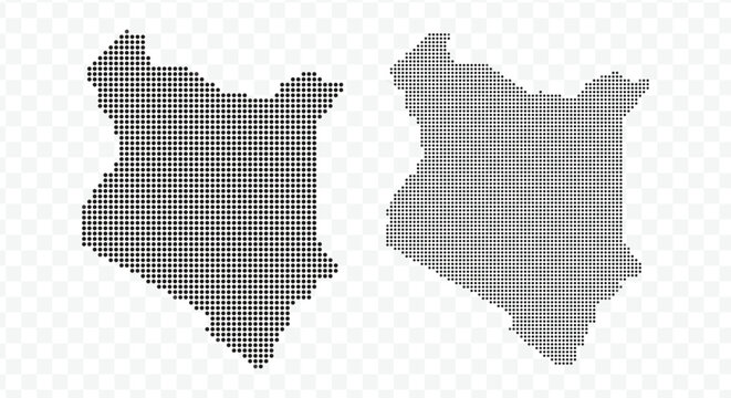 Kenya dotted map vector illustration featuring fill and outline design on transparent background