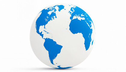 Fototapeta premium simple minimalist globe icon with blue continents showing the americas and africa.