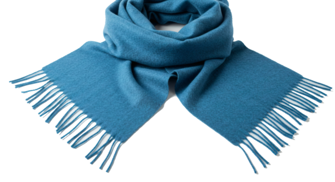 Aqua scarf winter fashion accessory neckwear warm clothing fringe style soft fabric cozy apparel accessory on transparent background