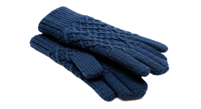 Blue knitted gloves winter fashion accessory hand wear warm clothing cold weather stylish gloves for women on transparent background
