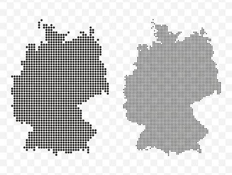 Black dotted map set of the Federal Republic of Germany Modern vector illustration on transparent background