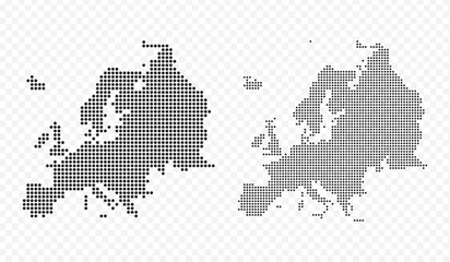 Vector map illustration of the Continent of Europe, showing dotted pattern and halftone style.