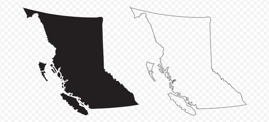 Vector map illustration of British Columbia, Canada, showing silhouette and outline sketch.