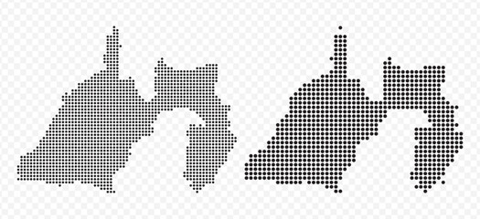 Vector map illustration of Shizuoka Prefecture, Japan, showing dotted pattern and halftone style.