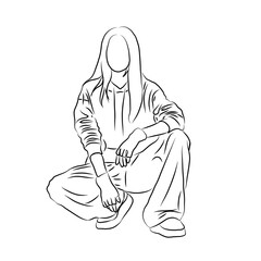 Cozy Chic, Minimalist Line Art of a Woman in Loungewear
​
