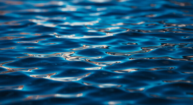 Stunning azure waters shimmering gently, reflecting light with calming movement for serene backgrounds and coastal vibes, perfect for travel blogs