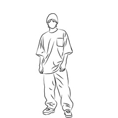 Urban Edge, Minimalist Line Art of a Man in Streetwear
​

