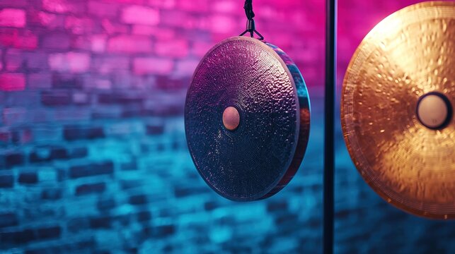 Sound healing meditation session with gongs tranquil setting gigapixel quality relaxation focus