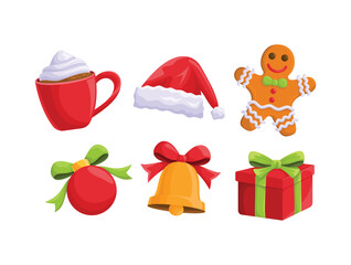 Christmas elements vector style collection pack