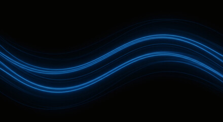 Dynamic glowing blue energy waves flowing through darkness, representing innovation, technology, and futuristic concepts