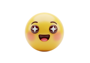 Excited and happy yellow emoji with sparkle eyes