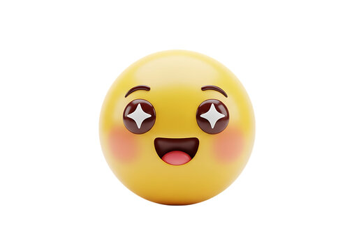 Excited and happy yellow emoji with sparkle eyes