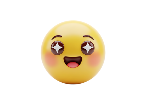 Excited and happy yellow emoji with sparkle eyes