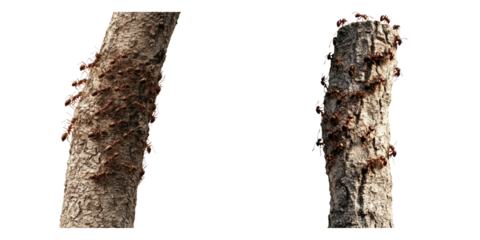 Ants climbing tree trunk, a remarkable display of nature's teamwork