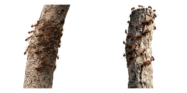 Ants climbing tree trunk, a remarkable display of nature's teamwork