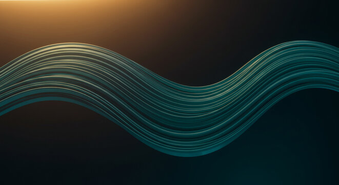 Dynamic abstract flowing metallic ribbon with golden light accents creates a sense of modern elegance and sophisticated motion