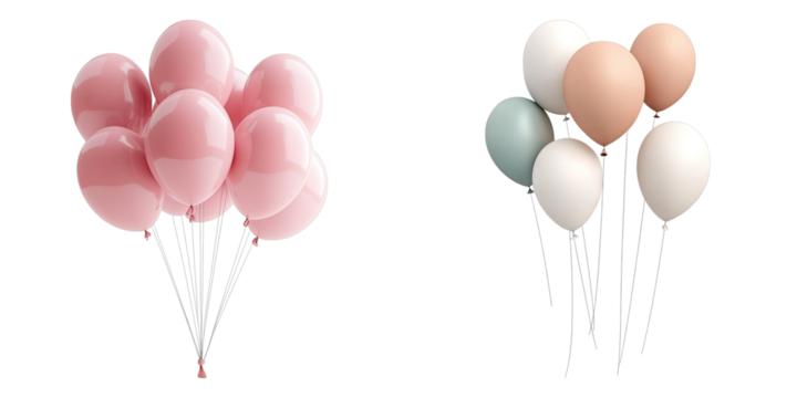A cluster of colorful balloons, perfect for a celebration or festive occasion. These balloons add a touch of joy and vibrancy to any event