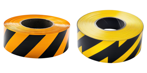 Safety tape rolls on a white background